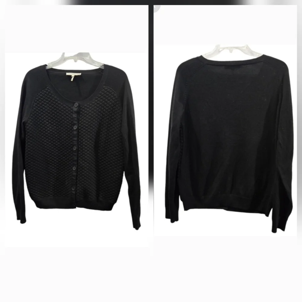 Sandro Quilted Scoop Neck Cardigan Size M/L - Picture 8 of 9